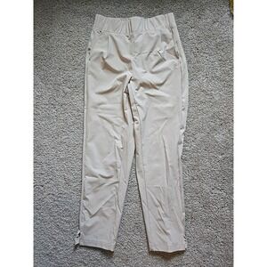 Apana Womens Small Khaki Tan Athletic Ribbed Seam Panel Pants